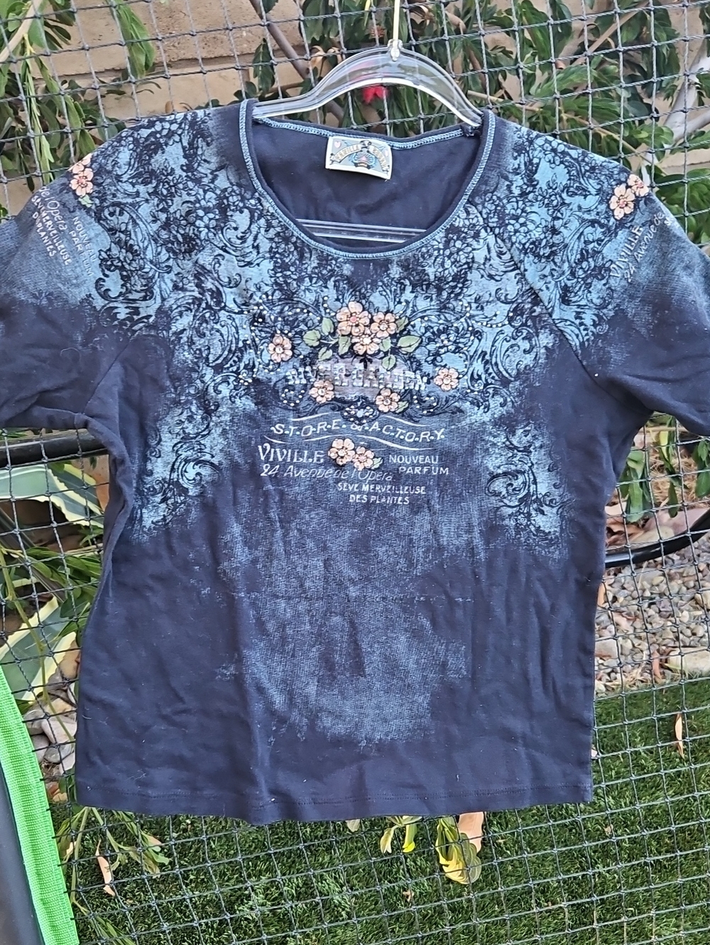 Vanilla Sugar Navy Tee with Light Blue Trim and Pink Accents